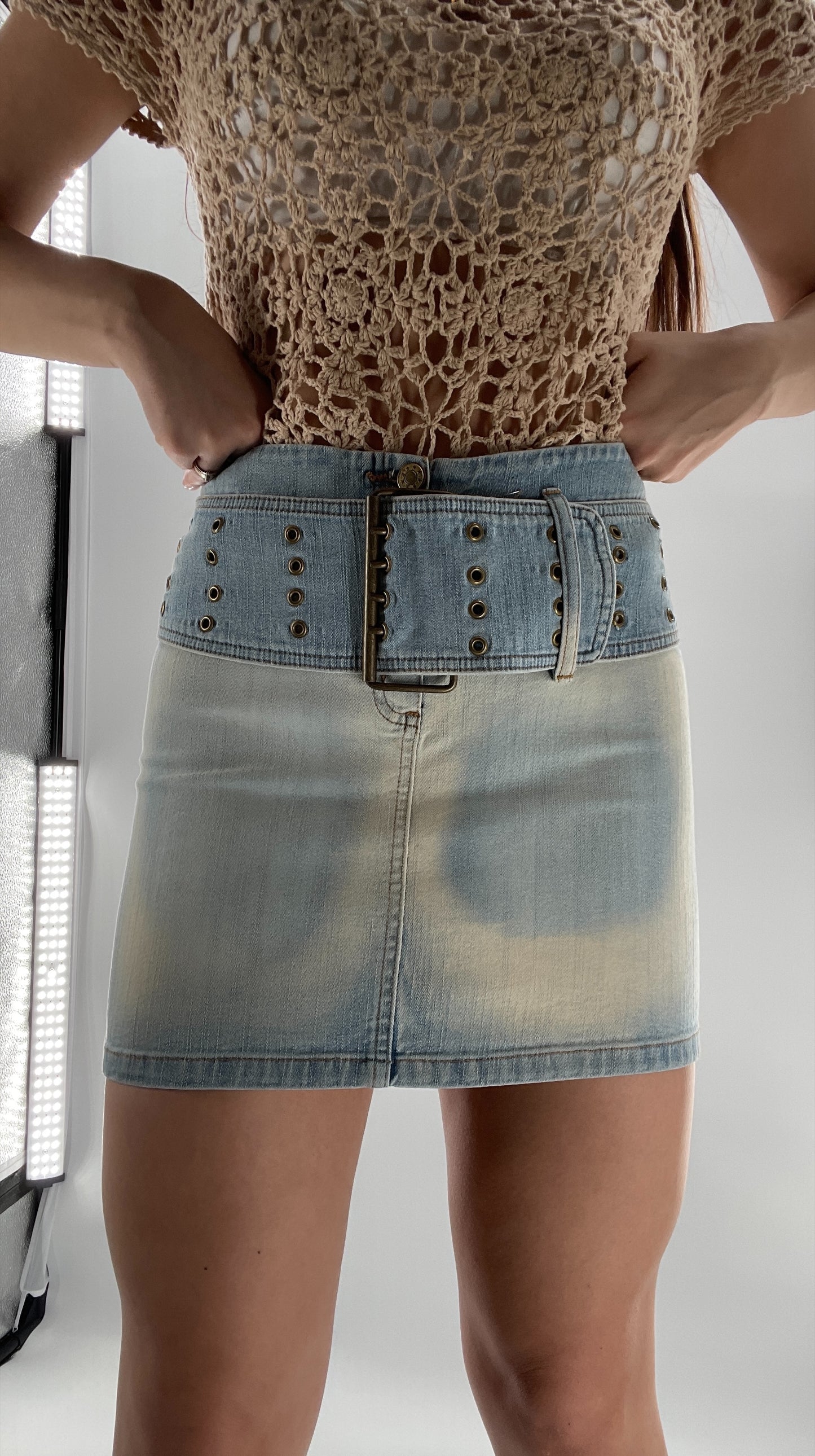 Deadstock Vintage Bebê Micro Mini Denim Mini Skirt(XS)