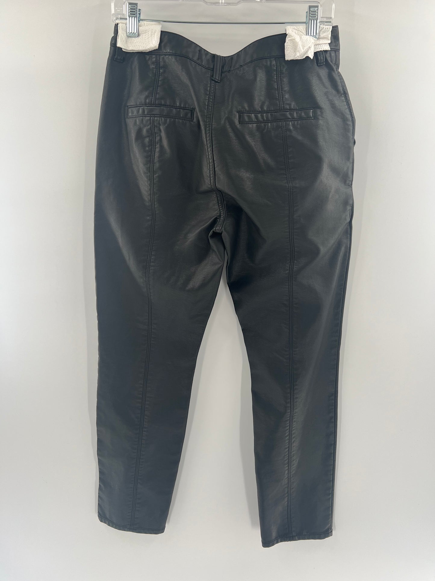 Free People Black Faux Leather Regular Button Up Pants (Size 29)