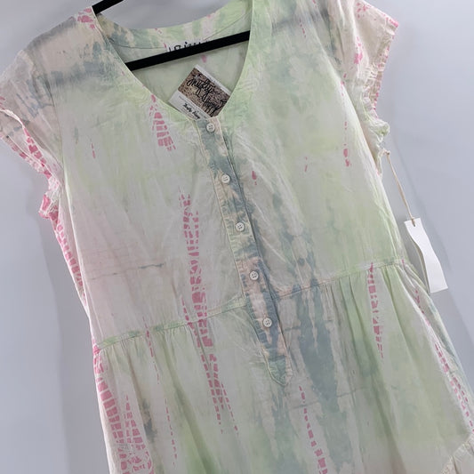 Lá causa - Anthropologie Pastel Tie Dye With Buttons and Ruffle Details Maxi Dress (Size L) - With Tag -