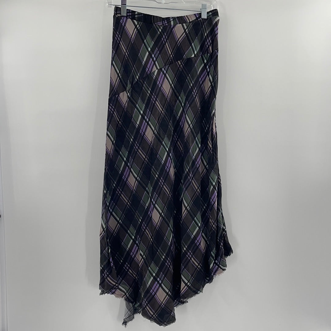 Nation Anthropologie Purple + Green Plaid Skirt (Size Small)