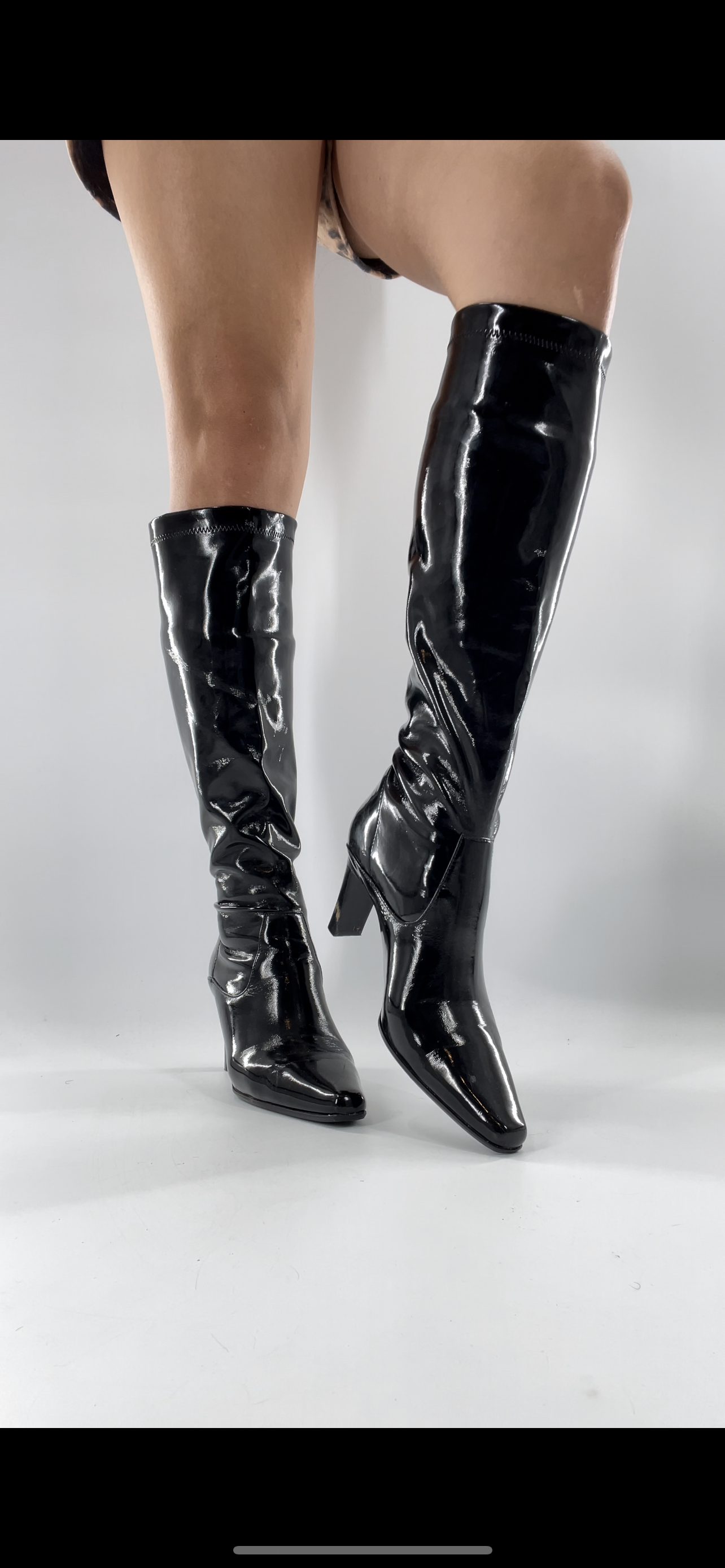 Black Vinyl Knee High Boots (7)