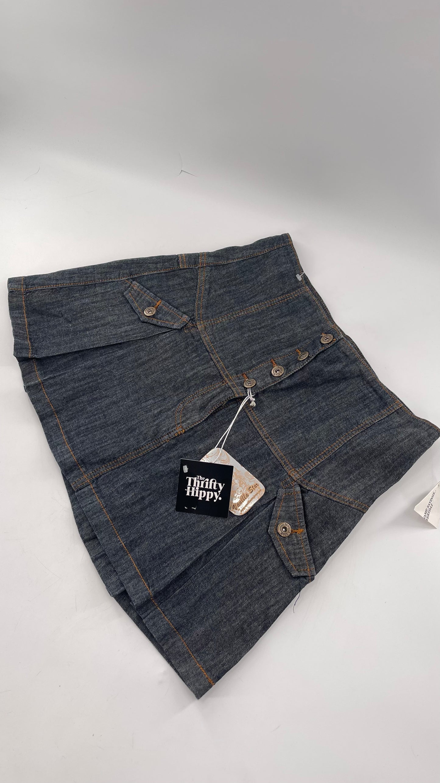 Deadstock Vintage Vanilla Star Denim Pleated Mini Skirt (11)