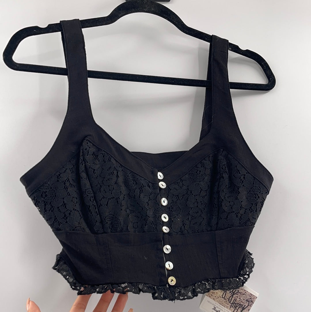 Intimately Free People Black Lace Bustier (S)