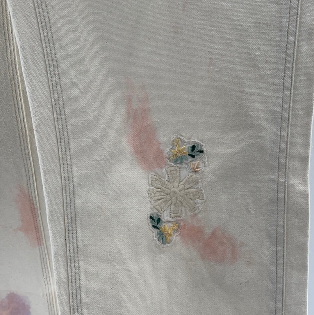 Free People Embroidered Pastel + Patchwork + Patches Jeans (Size 31)