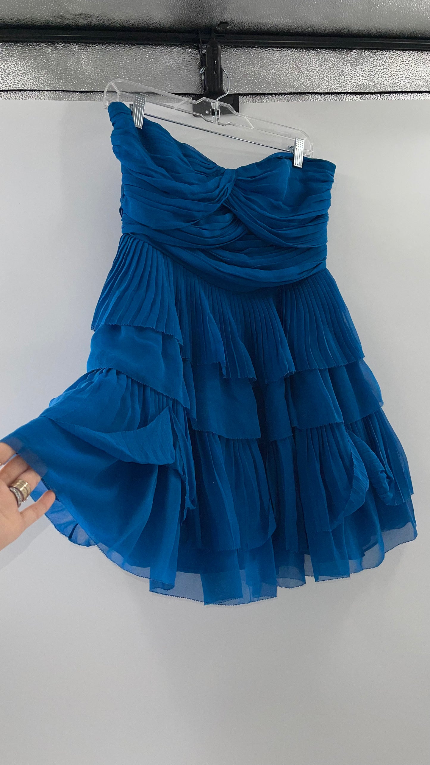 Diane Von Furstenburg 100% Silk Blue Ruffled Mini (10)