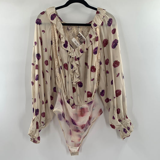 Intimately Free People Beige Floral Bodysuit (XS)