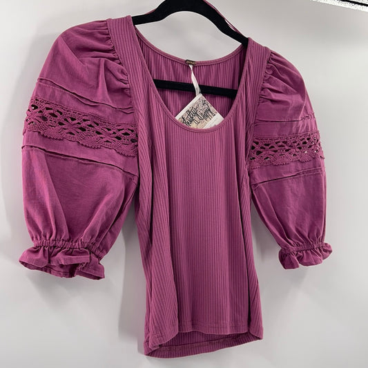 Free People Purple Puff Sleeve (XS)