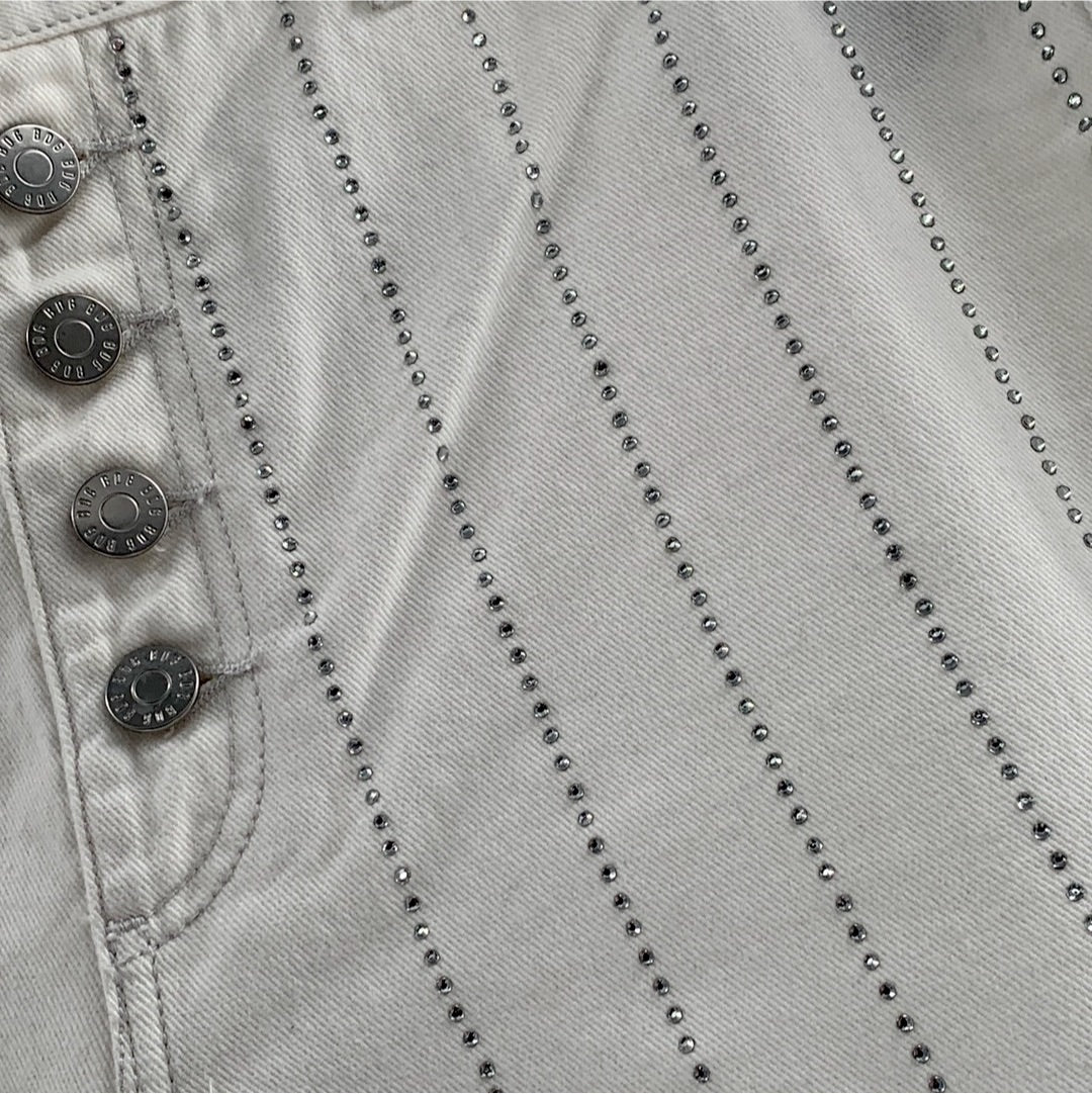BDG/Urban Outfitters White Button Up Vertical Rhinestone Striped Jeans (Size 28)