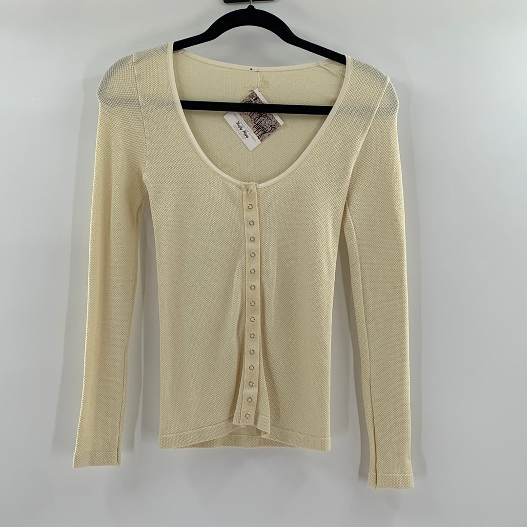 Intimately Free People Cream Button Front Stretch top (S/M)