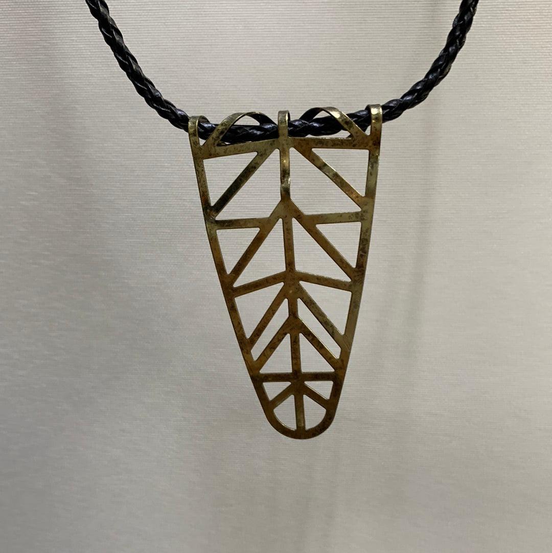 Urban Outfitters Black and Triangular Gold Necklace