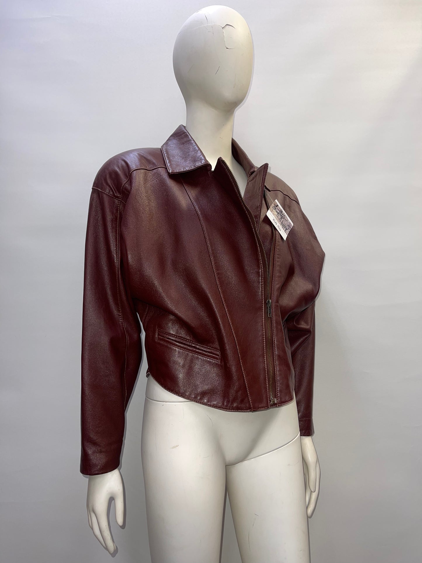 YingDak Burgundy Leather Jacket