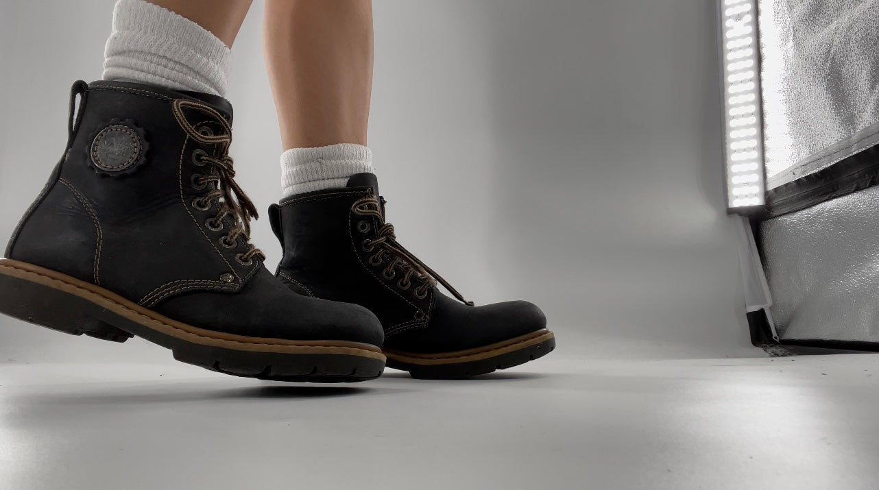 Vagabond Leather Lace Up Combat Charcoal Boots - Size 8