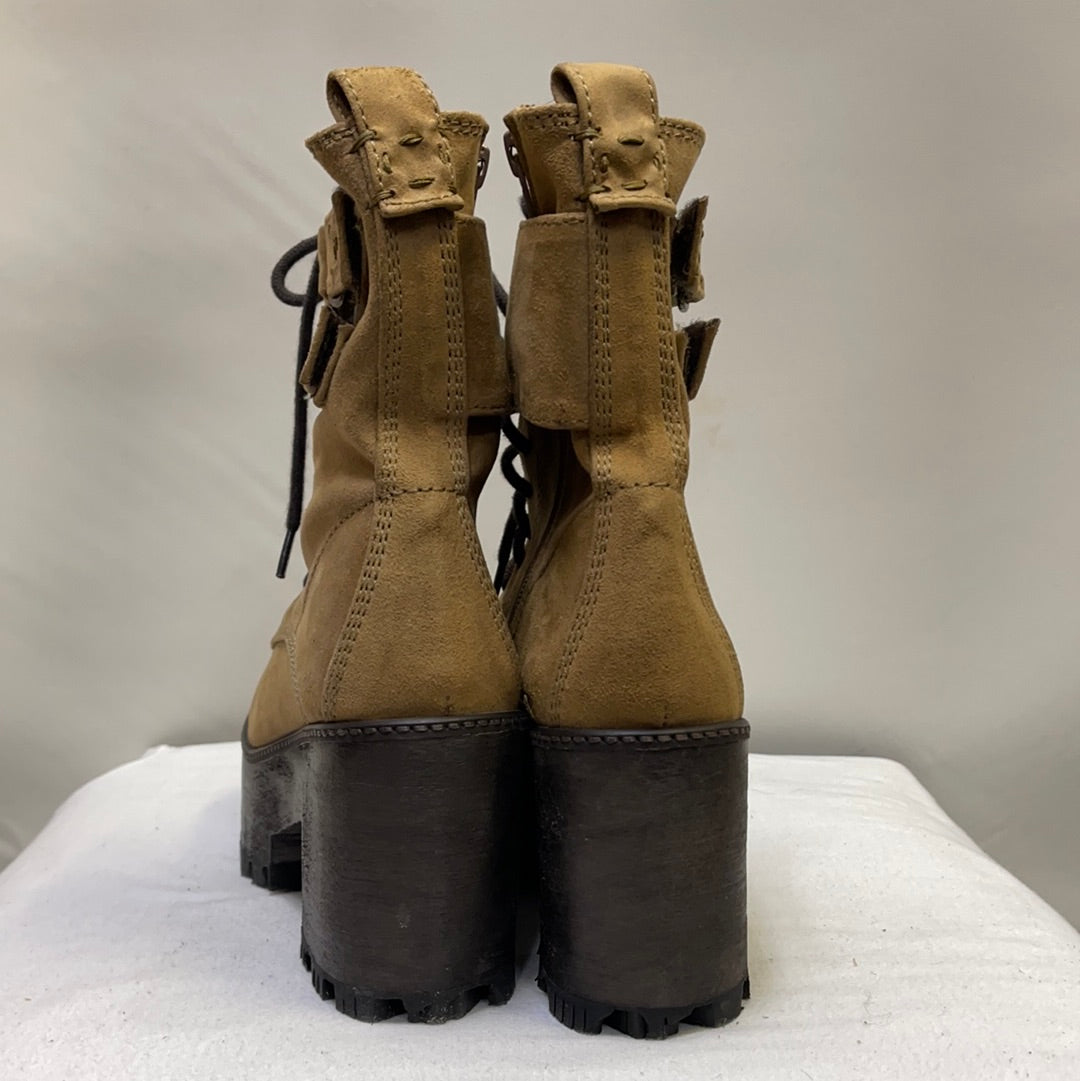 Free People Zip Up Tan Vegan Leather Boots