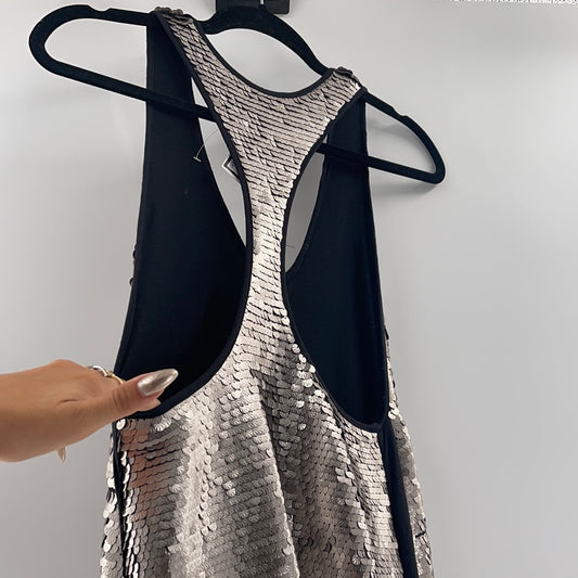 Urban Outfitters - Sleeveless Sequin Silver Midi Dress (Size XS/S)