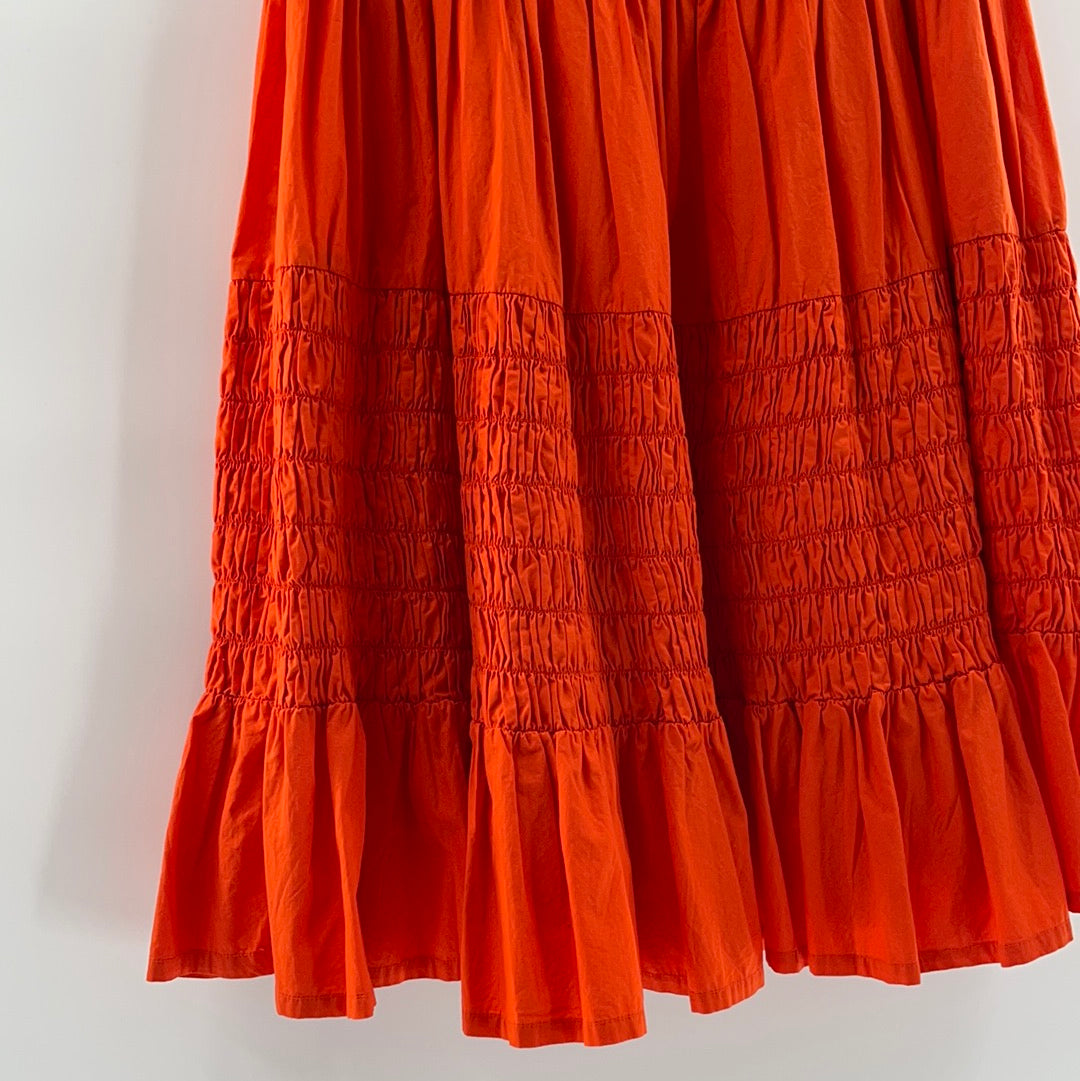 Anthropologie - Orange/Mango Ribbed Ruffle Skirt (Size 6)