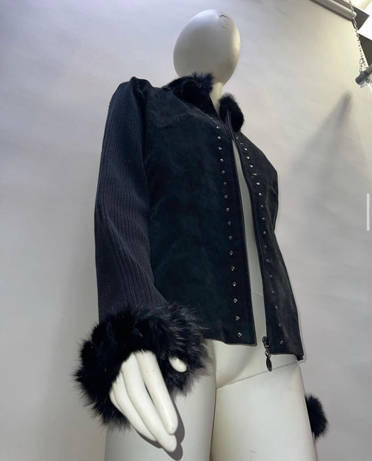 Vintage Jacket with Fur Cuffs + Collar