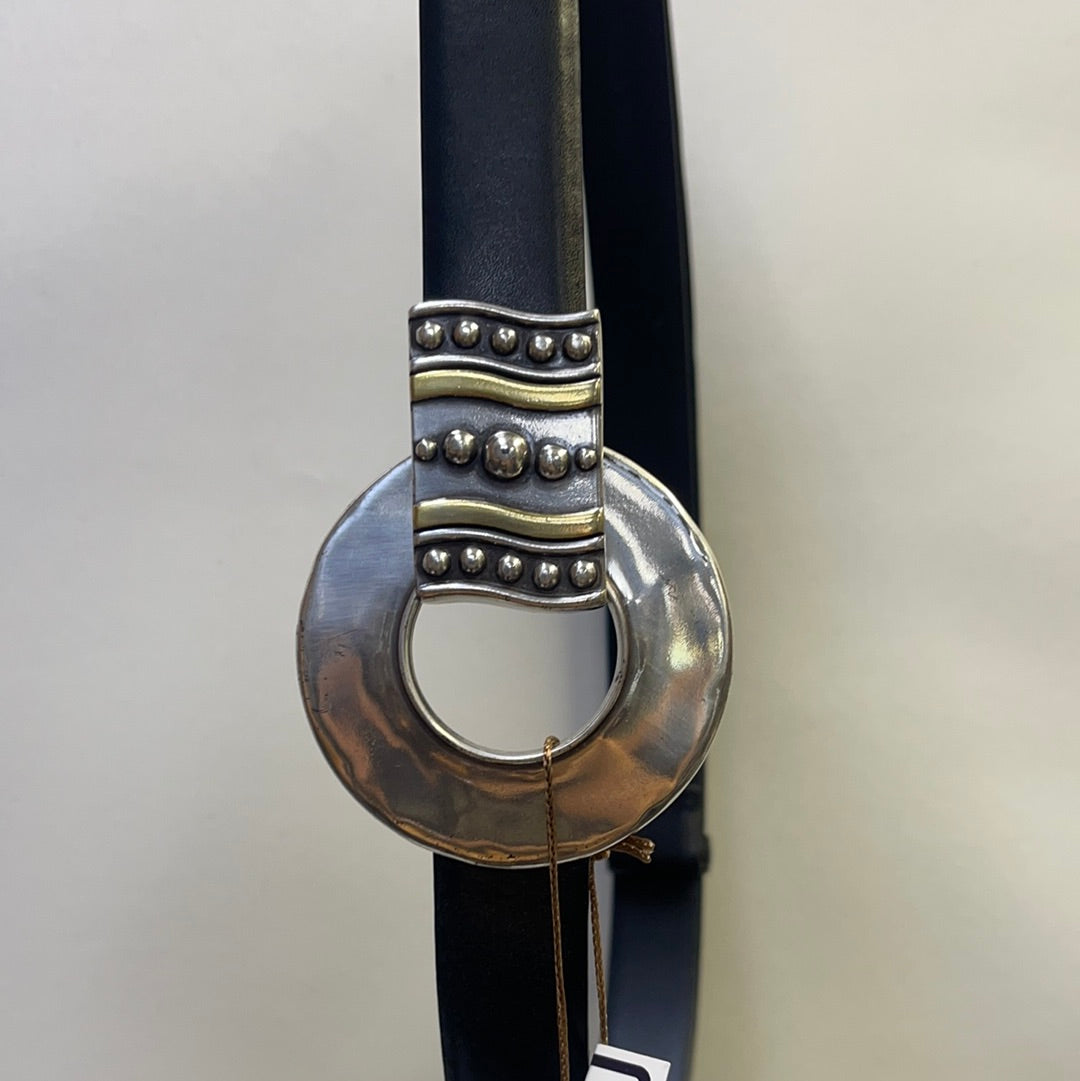 Black Leather Metal Ring belt