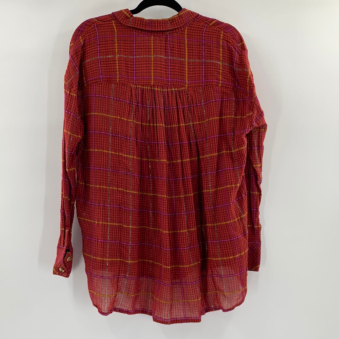 Free People Red Oversized Flannel (XS)