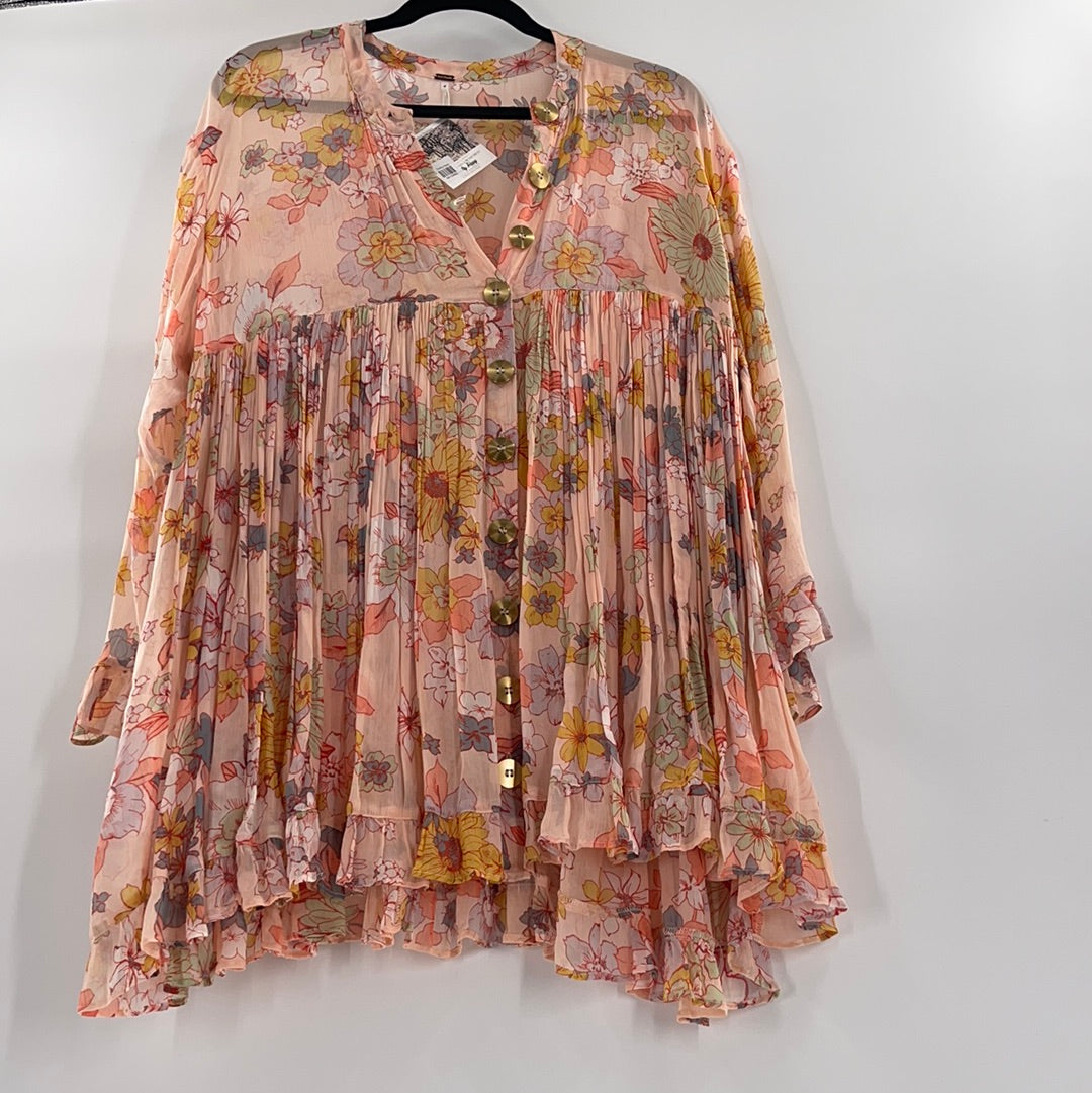 Free People Floral Patterned Voile Dress (Sz XS)