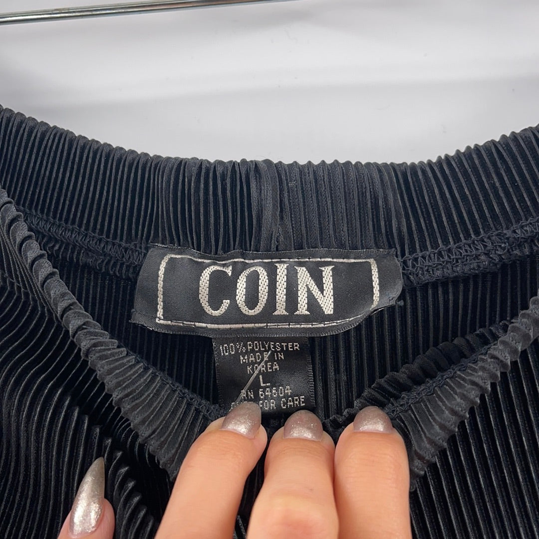 VINTAGE COIN black, ribbed wide legs