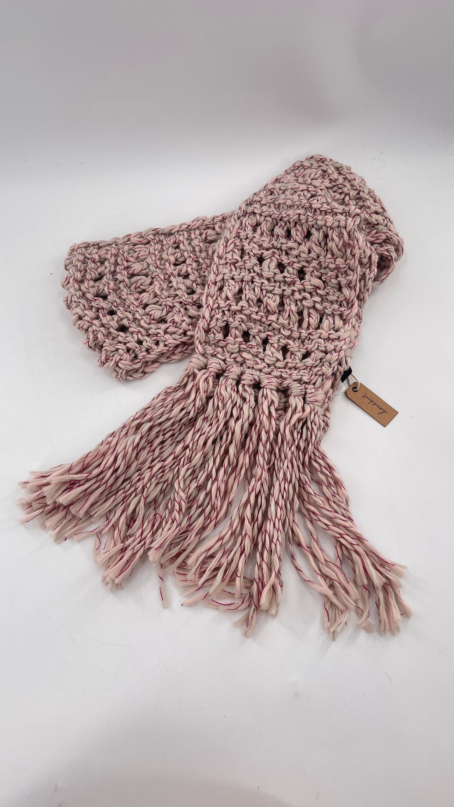 Beige/Pink/Maroon HandKnit Scarf