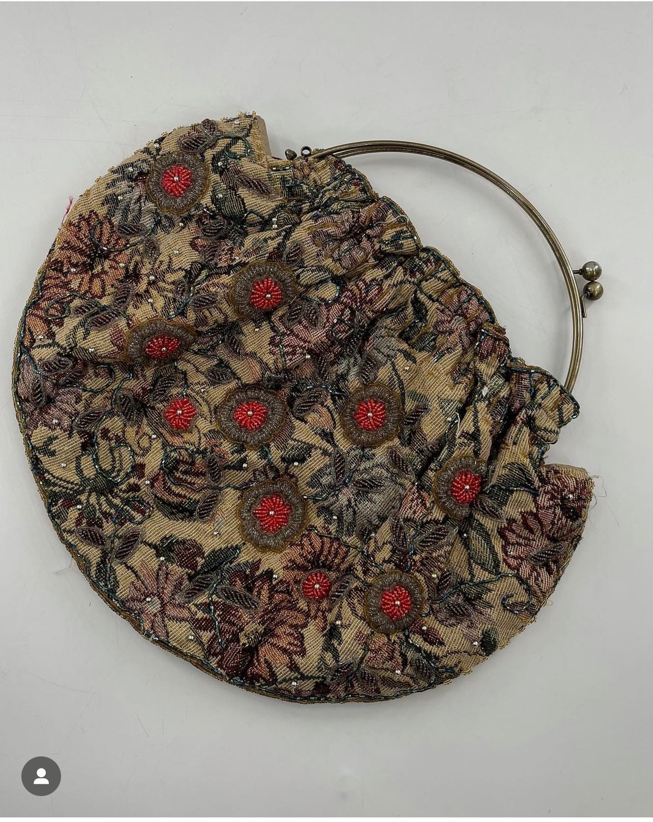 Vintage Beaded Tapestry Circle Bag