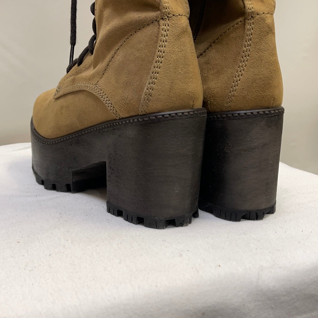 Free People Zip Up Tan Vegan Leather Boots
