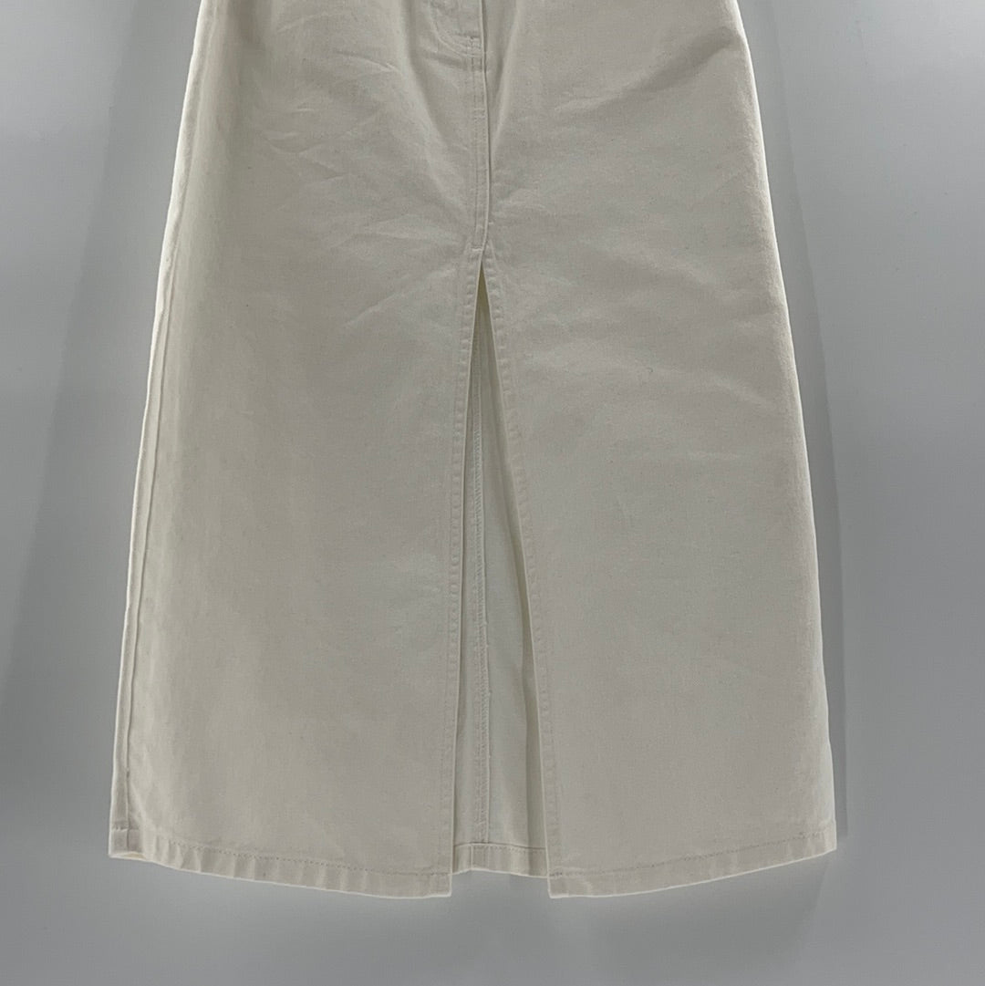 Skirt BDG White Denim Mid Calf Lenght Front Slit(Size XS)