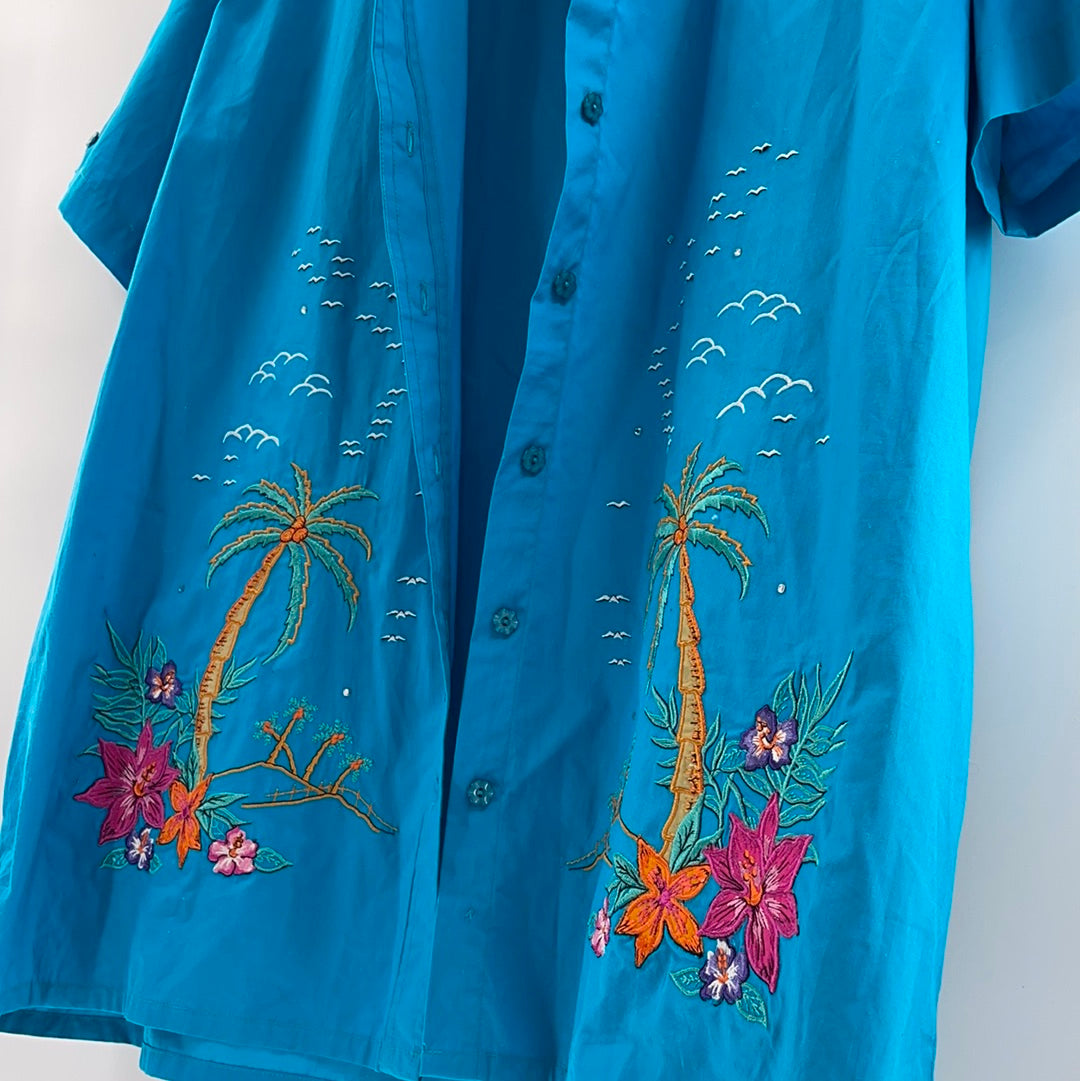 Vintage Embroidered Button Up (XXL)