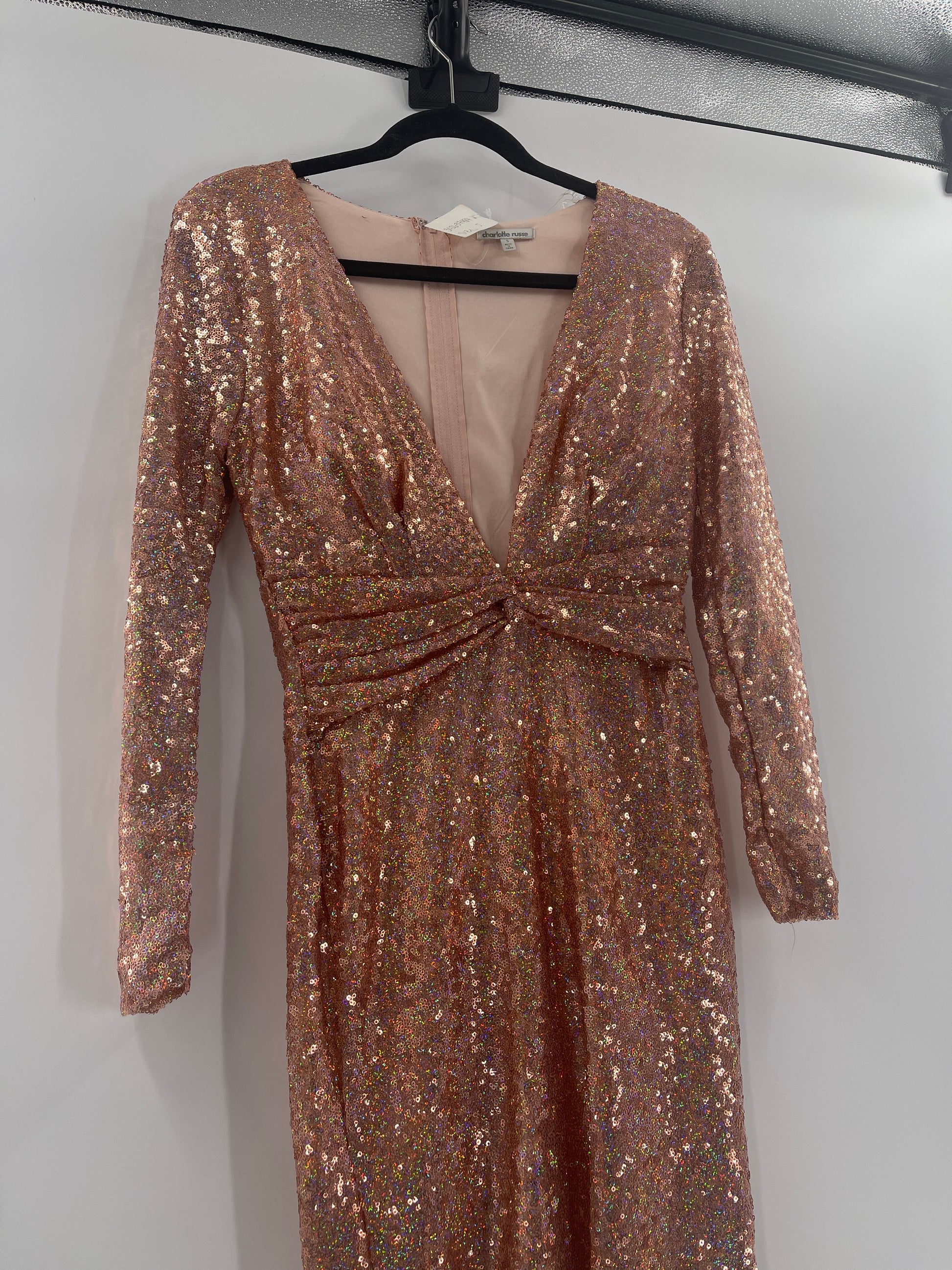 charlotte russe sequin dress Charlotte Russe Rose Gold Sequin Midi Dress