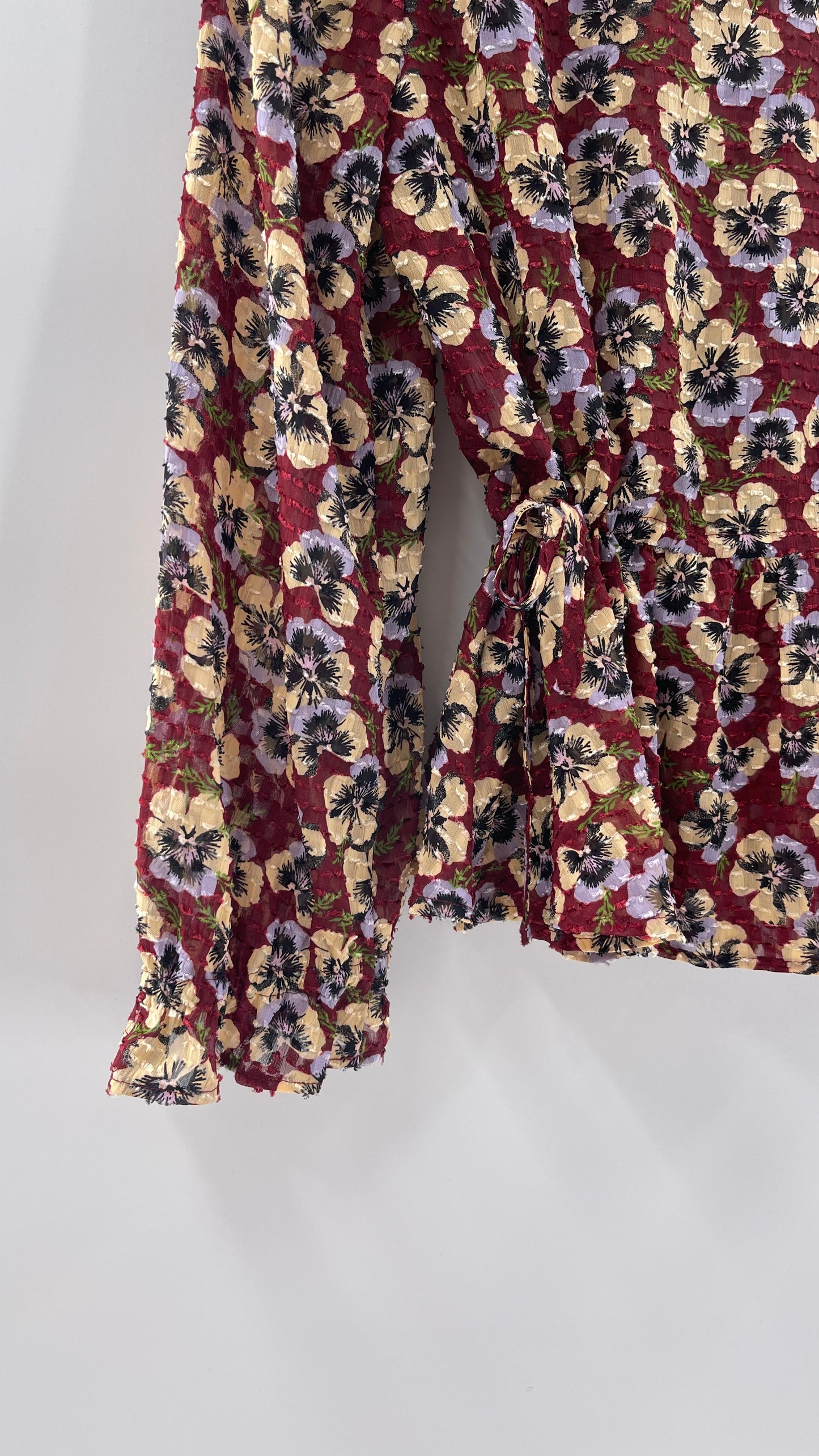 Madewell Burgundy Floral Blouse (Large)