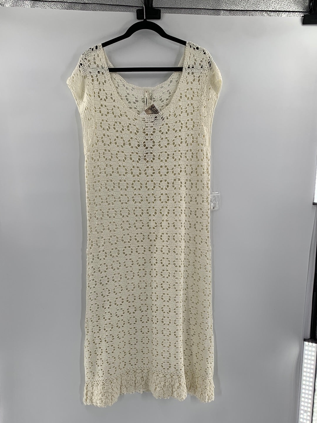 Anthropologie - Knit / Crochet Cream Sleeveless Midi Dress (XL)