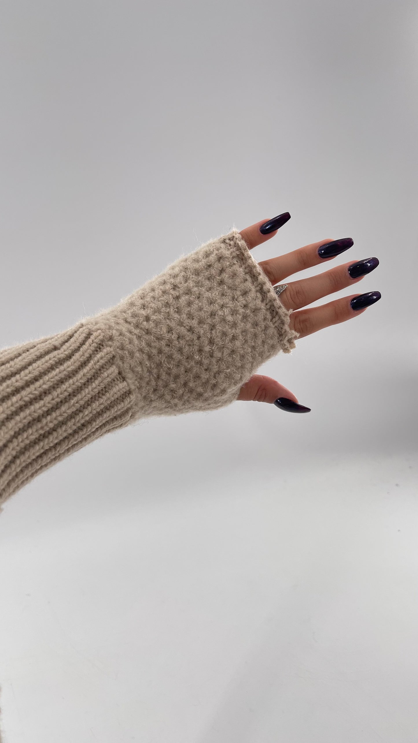 Free People Tan Knit Arm Warmer with Thumb Holes