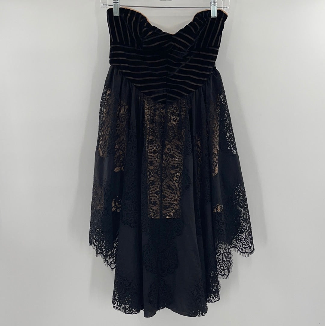 Free People Velvet + Lace Black Dress (0)