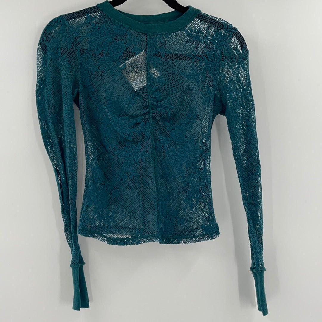 Intimately Free People Teal Lace Top (XS)