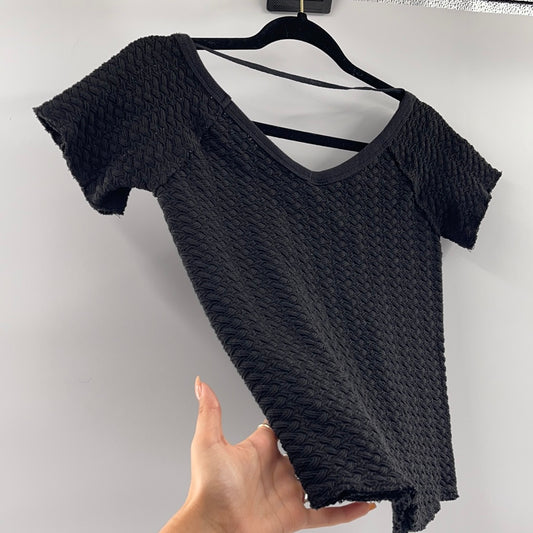 Free People Black Knit T shirt (M)