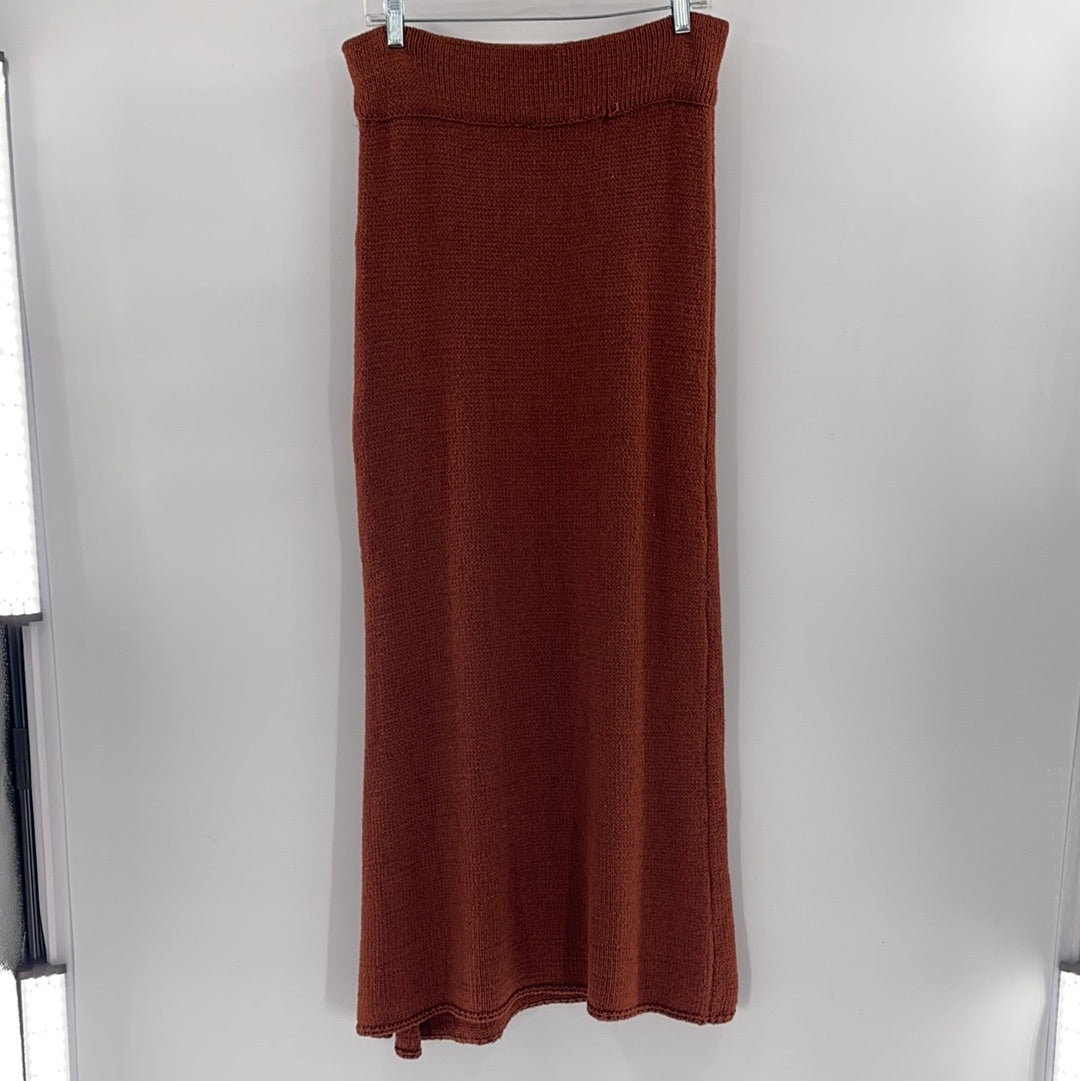 Free People - Brown Knit Long Skirt (Size Large)