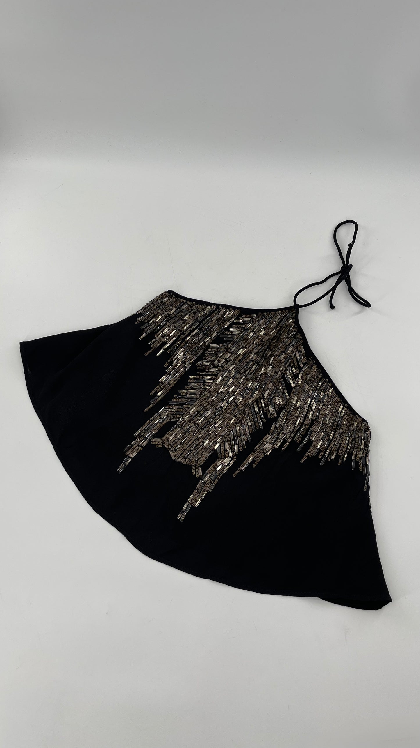 Free People Black Beaded Halter (XS)