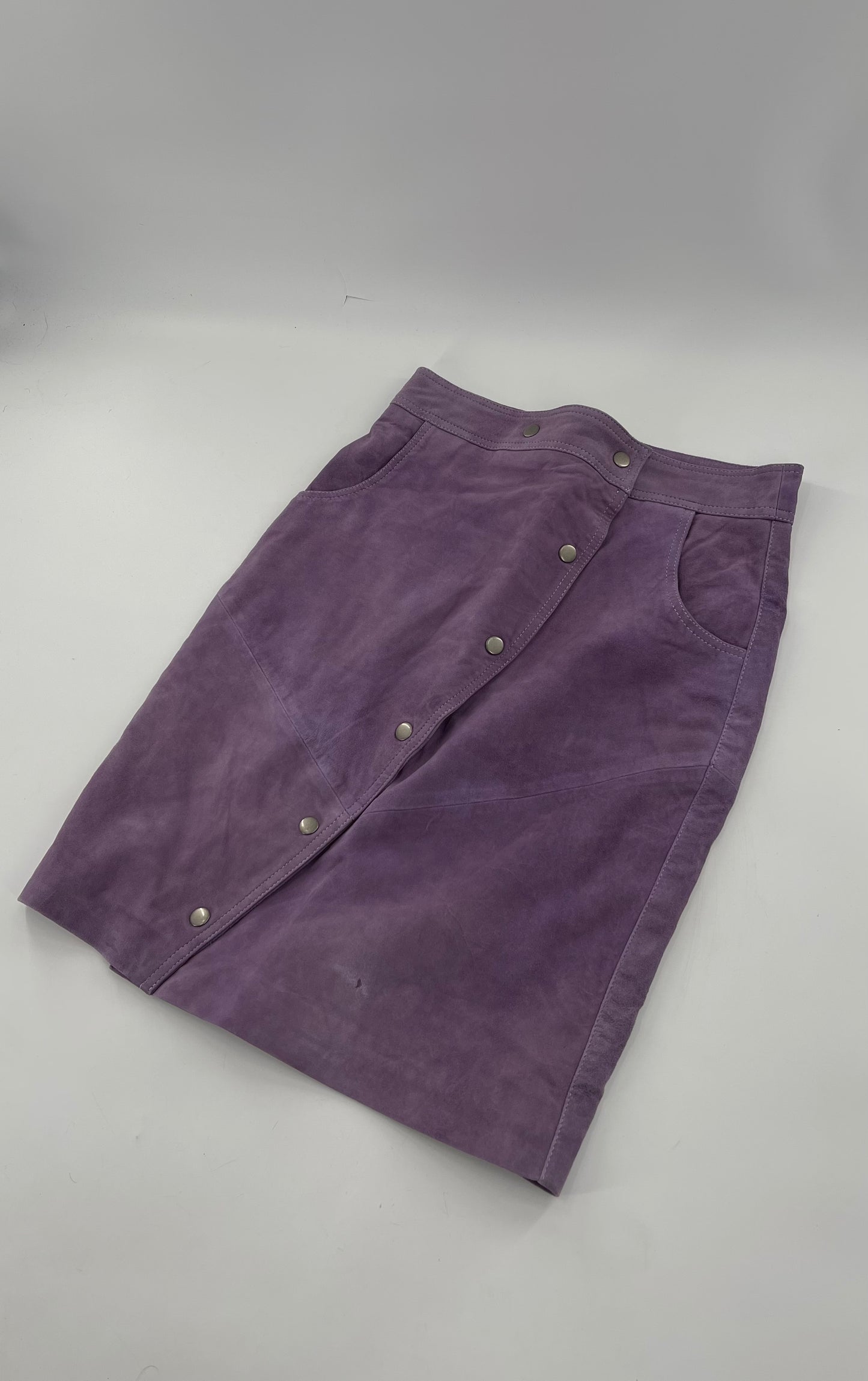 Free People Understated Purple Leather Knee Length Skirt (4)