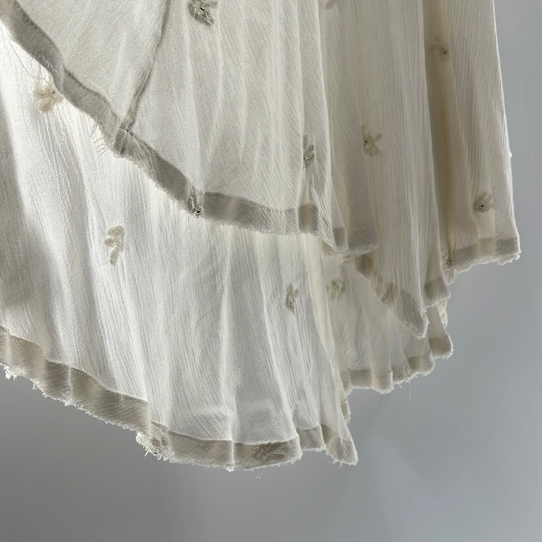 Free People - Beaded White Embroidered Dress (XS) The Thrifty Hippy Free People - Beaded White Embroidered Dress (XS) The Thrifty Hippy