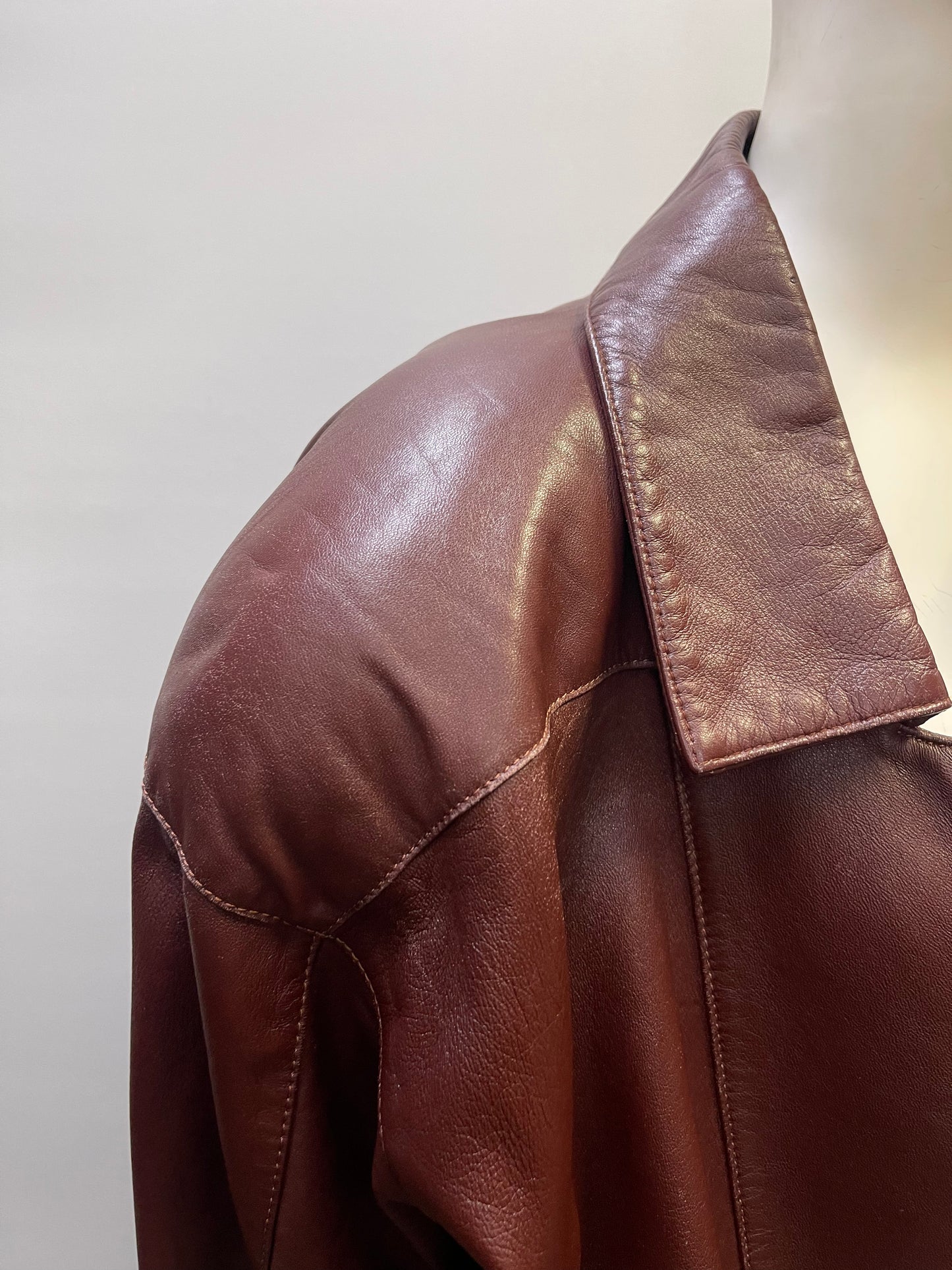 YingDak Burgundy Leather Jacket