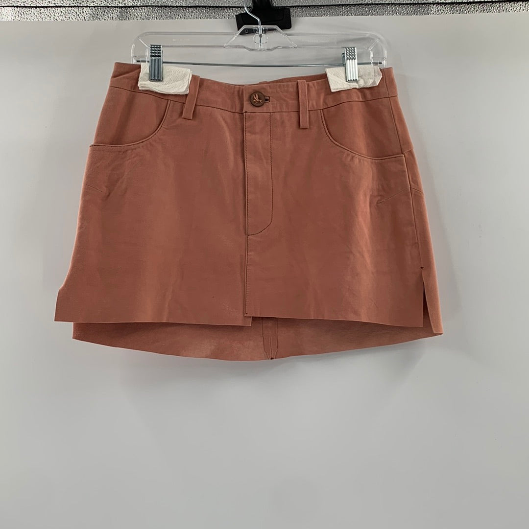 Anthropologie- ONETEASPOON- Peach Suede Mini Skirt ( Size M)
