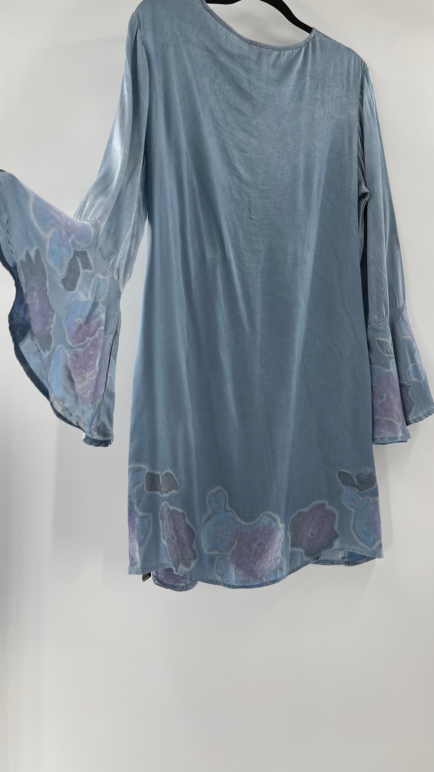 Rays for Days Powder Blue Silky Bell Sleeve Dress (Large)