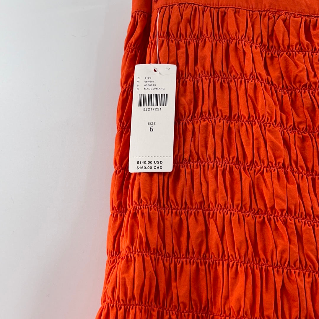 Anthropologie - Orange/Mango Ribbed Ruffle Skirt (Size 6)