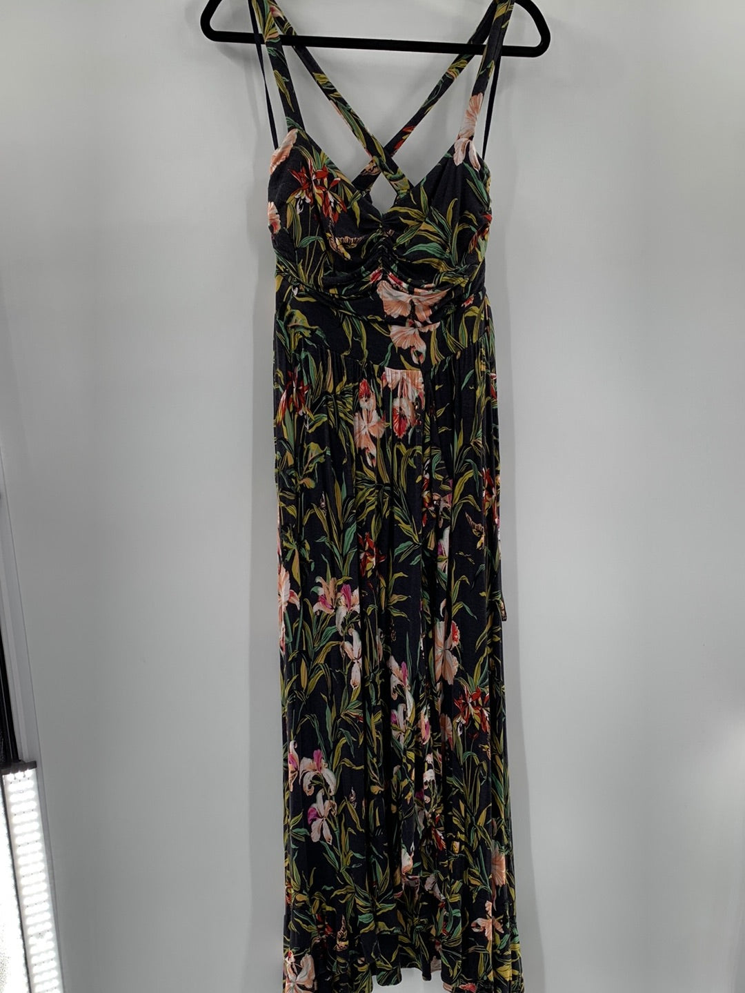 Maeve Charcoal Tropical Patterned Maxi (M)