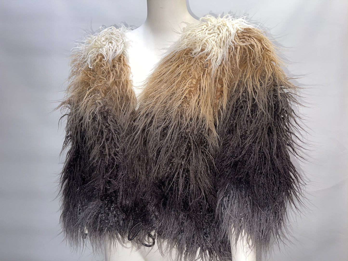 Free People One Terra Faux Fur Shaggy Ombre Coat  Brow (Size M)