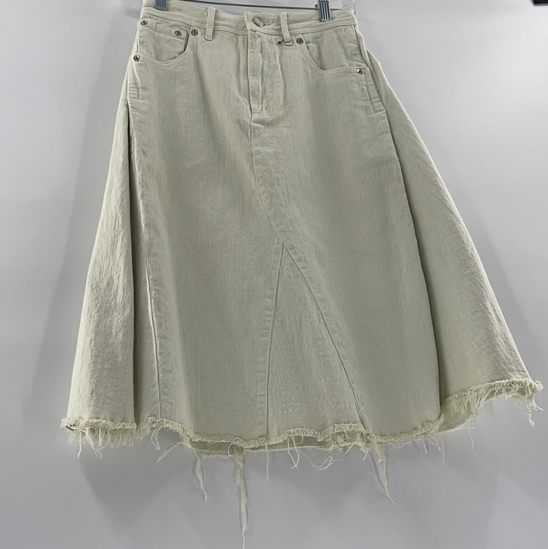 Skirt Free People Light Lime Green Denim  ( Size XS)