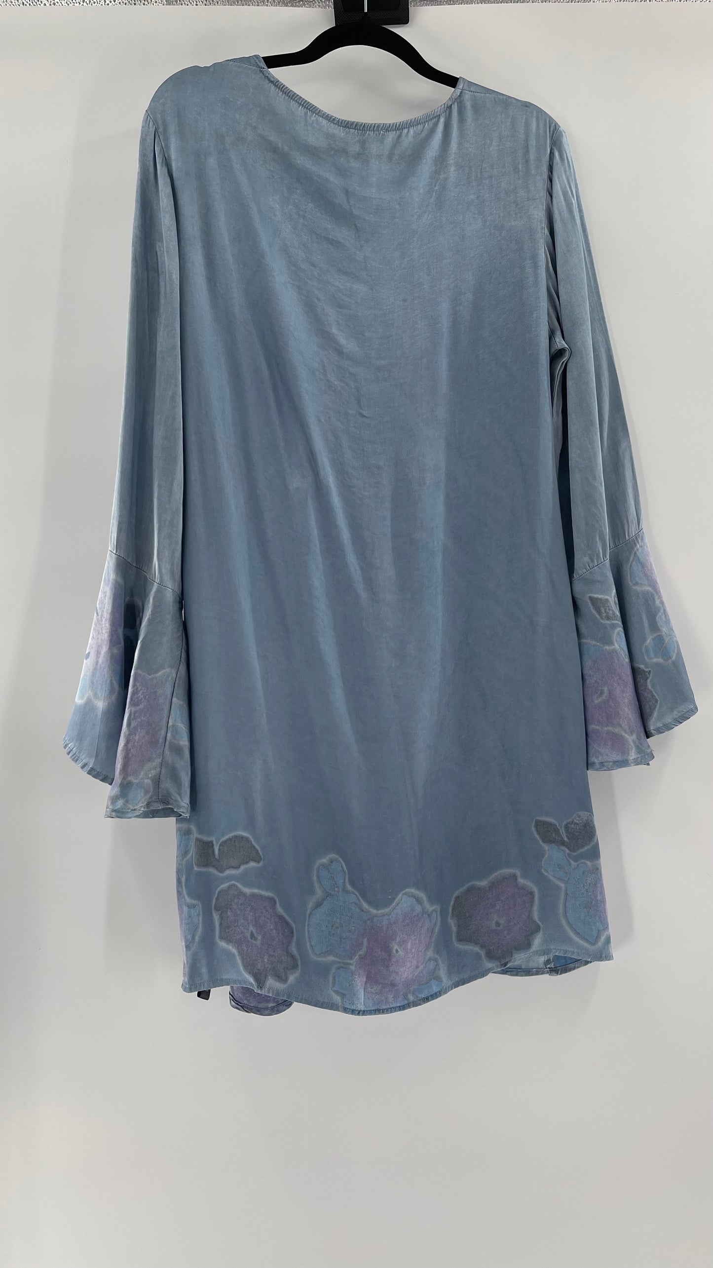 Rays for Days Powder Blue Silky Bell Sleeve Dress (Large)