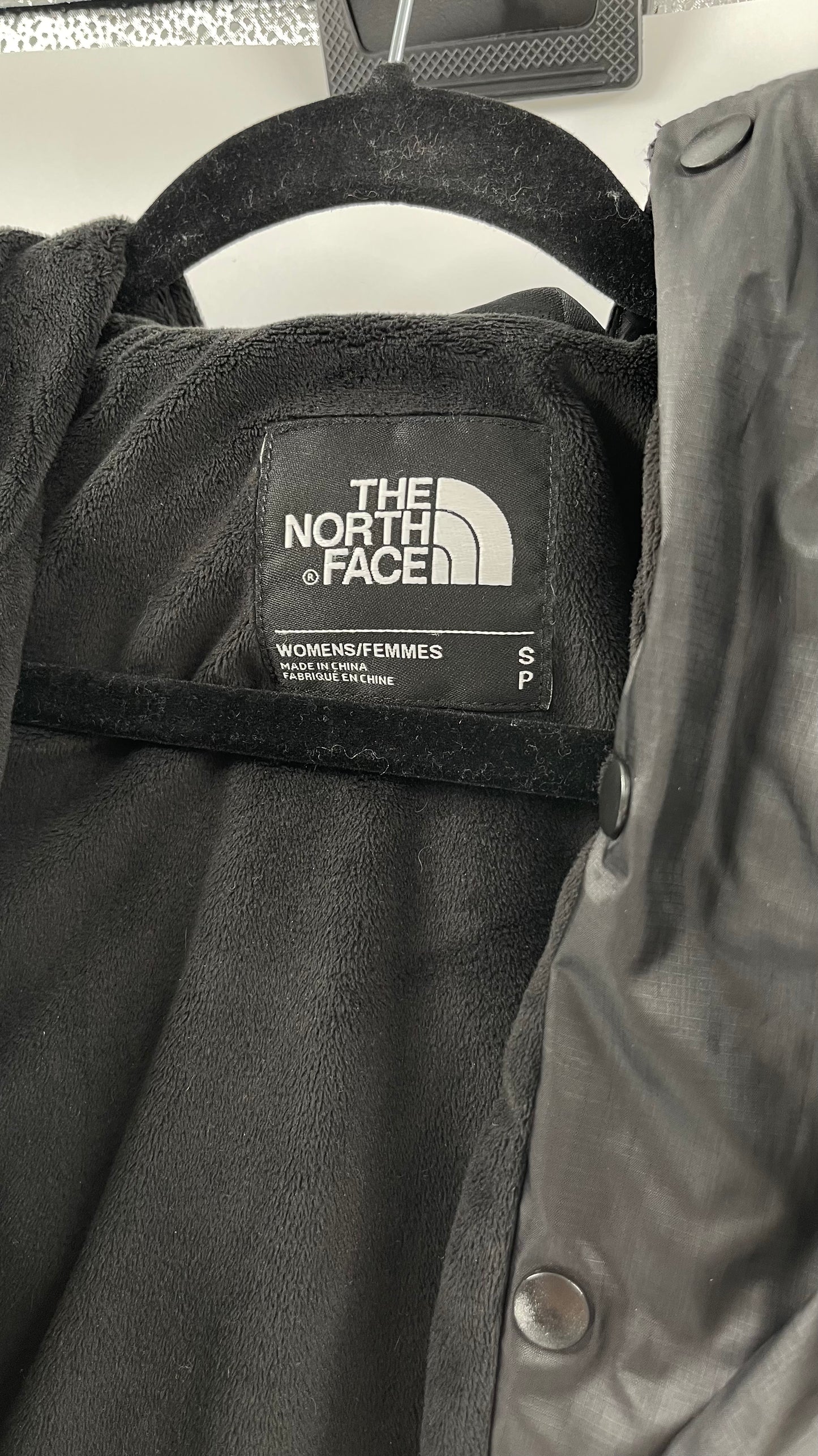 The North Face Black Nylon Front Zipper Hooded Coat - Size S