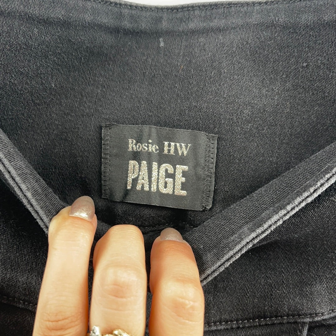 Paige Anthropologie Black Encrusted Zipper Jeans (Size 24)